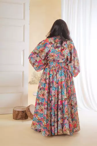 Floral drawstring ghaghra set