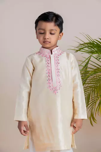 Beige mirror kurta churidar
