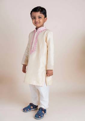 Beige mirror kurta churidar 4