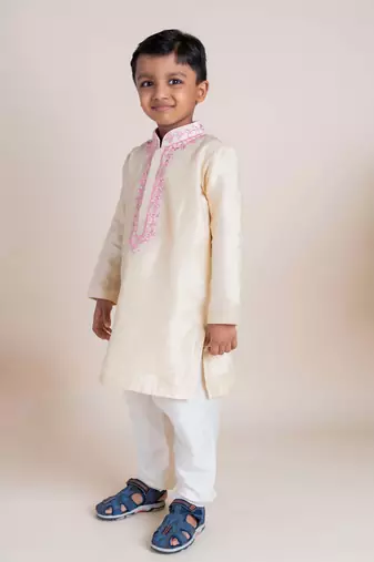 Beige mirror kurta churidar
