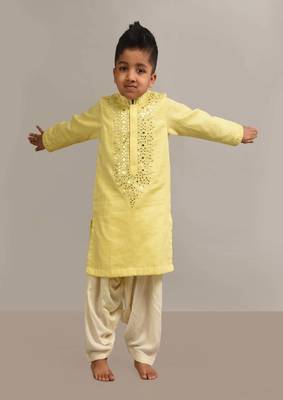 Yellow mirror embroidery kurta patiala 3