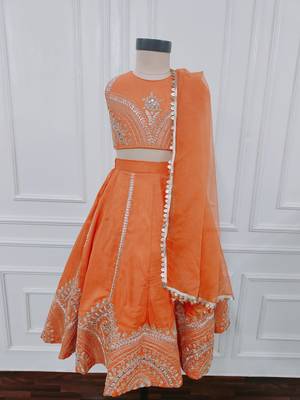 Orange embroidered ghaghra 3
