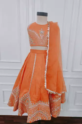 Orange embroidered ghaghra
