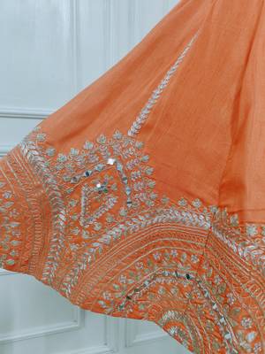 Orange embroidered ghaghra 4