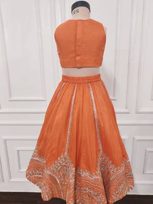 Orange embroidered ghaghra 5
