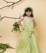 Green dori drape ghaghra set