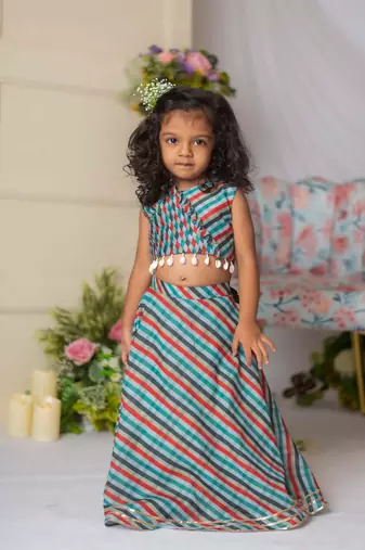 Leheriya printed blouse with ghaghra