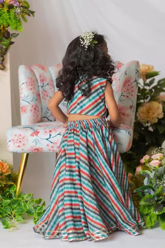 Leheriya printed blouse with ghaghra