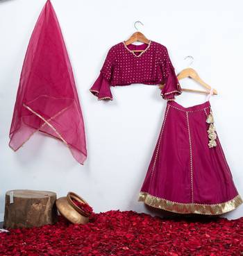 Wine thread embroidered and gota lace detailed ghaghara 1
