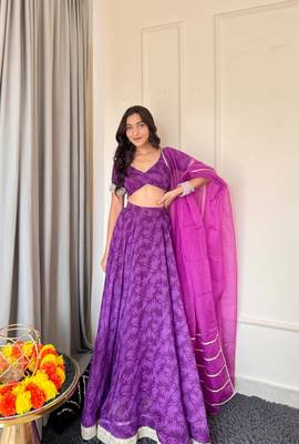 Purple Floral Lehenga Choli Set for Women 1