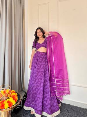 Purple Floral Lehenga Choli Set for Women 2