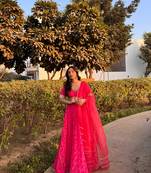 Pink Floral Printed Detailed lehenga choli Set