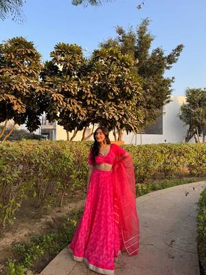 Pink Floral Printed Detailed lehenga choli Set 2