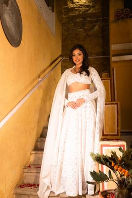 WHITE CHIKANKARI lehenga choli SET 1