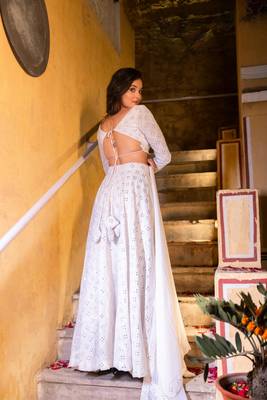 WHITE CHIKANKARI lehenga choli SET 2