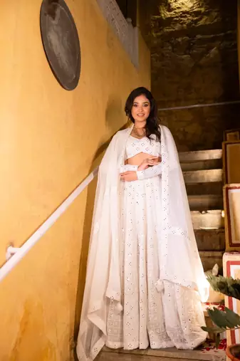 WHITE CHIKANKARI lehenga choli SET