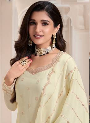 Off white chinon embroidered Palazzo suit 2
