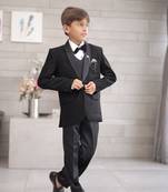 Black coloured shimmer coat suit for boys
