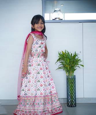 Multi color lehenga set with soft fabrics for kids girls 1