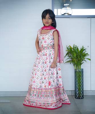 Multi color lehenga set with soft fabrics for kids girls 2