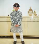Grey coloured embroidered sherwani set
