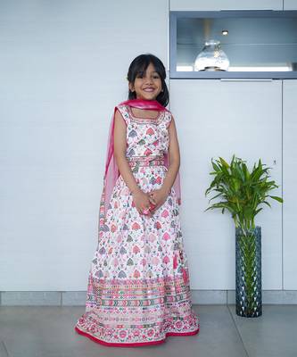 Multi color lehenga set with soft fabrics for kids girls 3