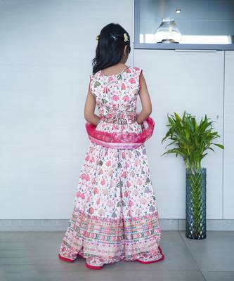 Multi color lehenga set with soft fabrics for kids girls 4