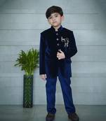 Navy coloured kids designer jodhpuri set for weddings