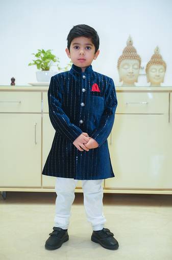 Iconic navy coloured achkan for weddings