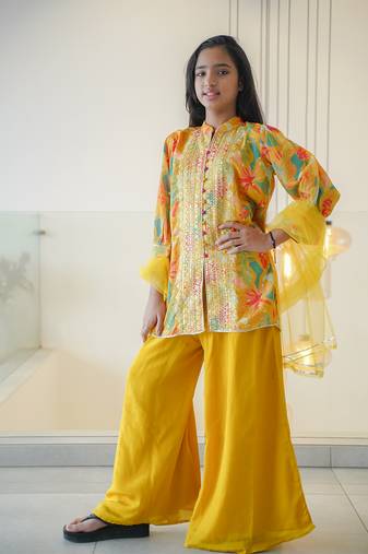 Yellow sharara set for  traditional kids wedding & parties