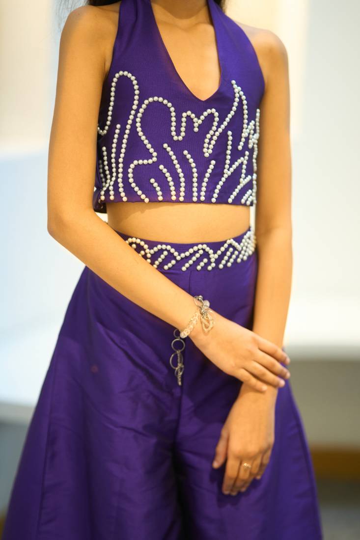   pearl embroidered birthday wear co-ord for little girls