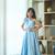 Sky blue party wear gown for little girls