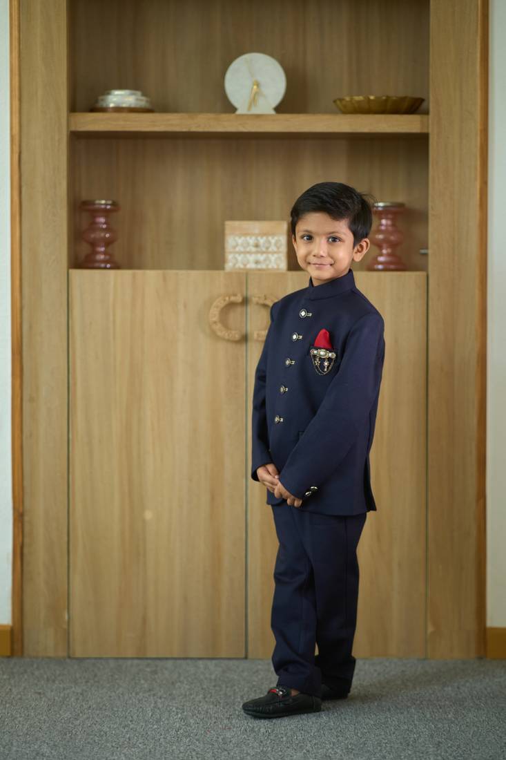 Navy jodhpuri suit set for boys for party