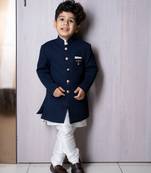 Navy coloured achkan for boys for party