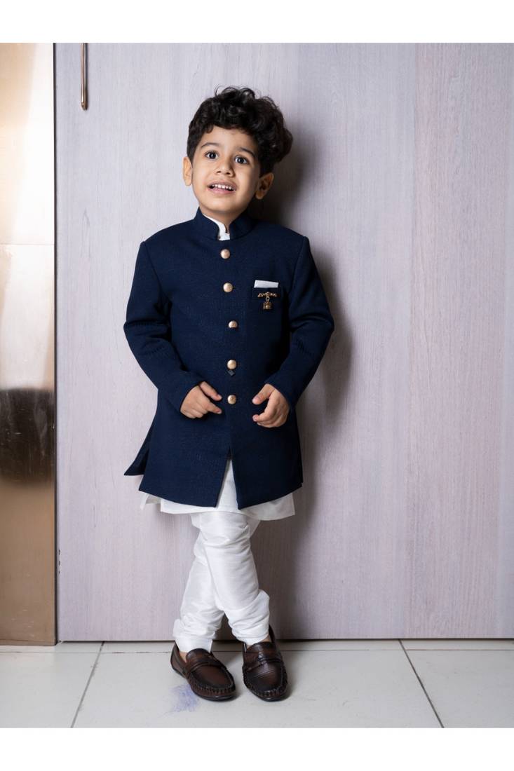 Navy coloured achkan for boys for party