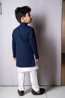 Navy coloured achkan for boys for party 3
