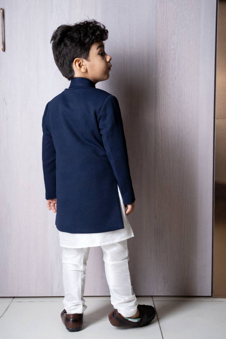 Navy coloured achkan for boys for party