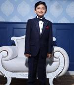 Black colored wedding wear coat suit for boys