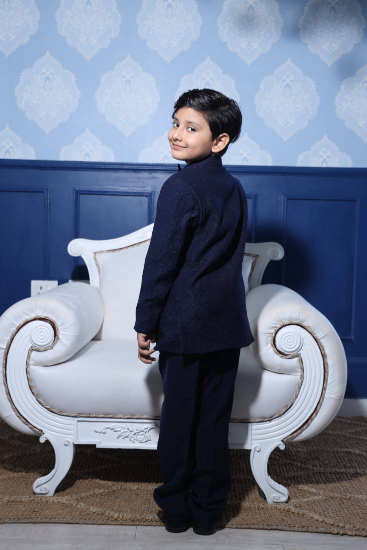 Black colored wedding wear coat suit for boys
