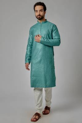 Arruga stylish golden silk sequins kurta pyjama set 1