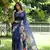 Blue soft tussar silk printed saree festive wear
