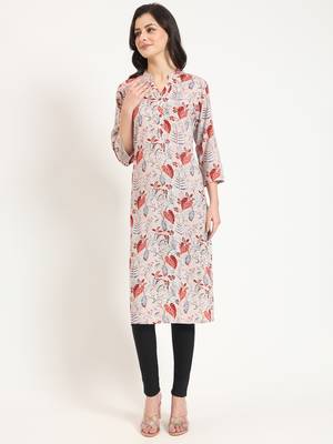 Divena multicolour floral print rayon fabric straight kurta 1