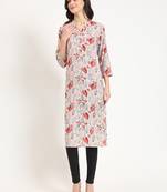 Divena multicolour floral print rayon fabric straight kurta