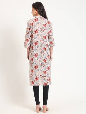 Divena multicolour floral print rayon fabric straight kurta 2