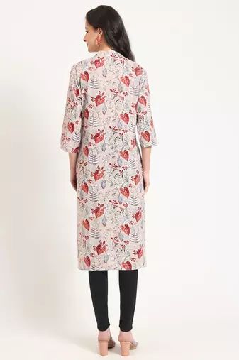 Divena multicolour floral print rayon fabric straight kurta