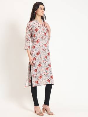 Divena multicolour floral print rayon fabric straight kurta 3