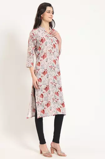 Divena multicolour floral print rayon fabric straight kurta