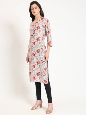 Divena multicolour floral print rayon fabric straight kurta 4