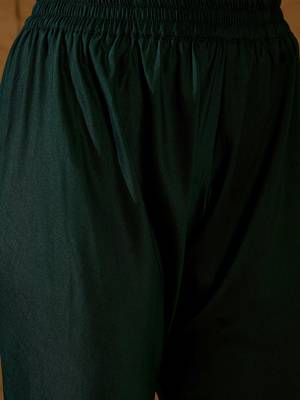 Women green silk blend foil print embroidered anarkali kurta churidar with dupatta 5