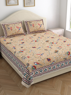 Rajasthani traditional jaipuri pure cotton king size double bedsheet with 2 pillow covers sets 2
